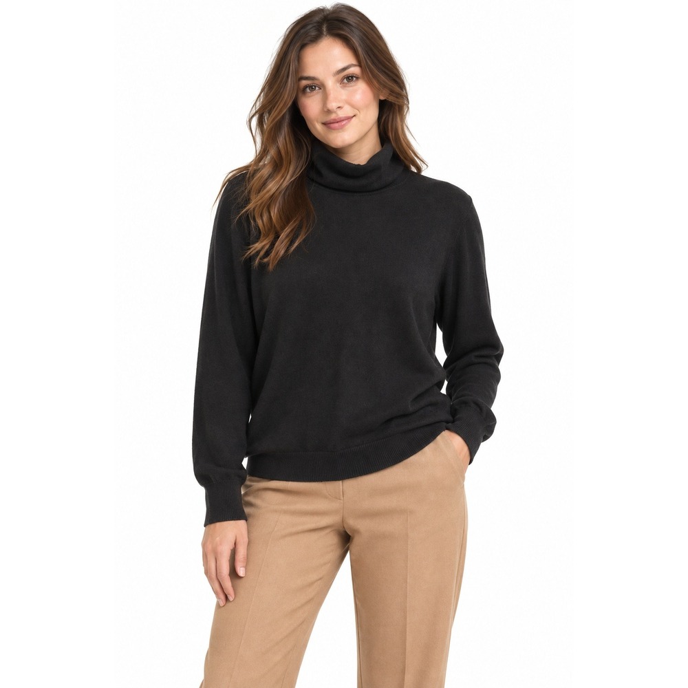 Banana Republic Silk Cashmere Blend Turtleneck Sweater XL Black Minimalist Chic